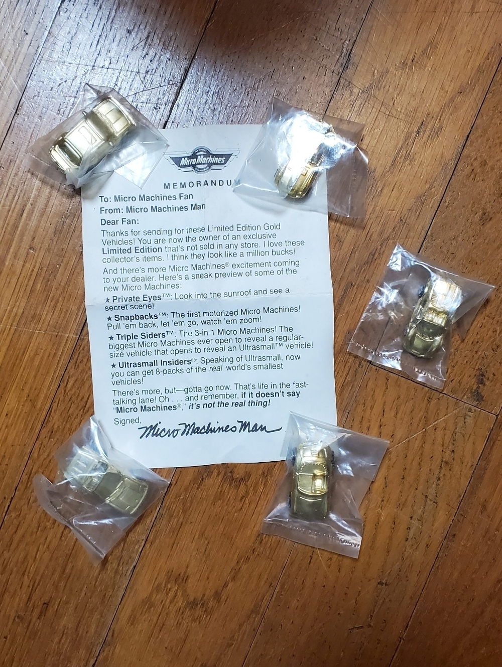 Micro Machines Gold Mini Car Collectible Set Of 5 Vintage